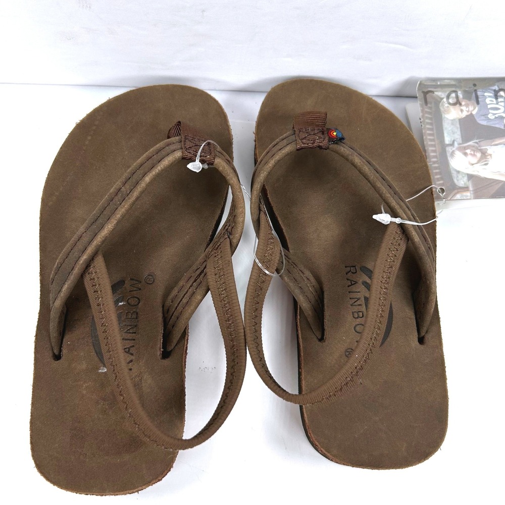 Rainbow Sandals Kids Premier Leather Flip Flops Expresso Brown 7-8 101LTSN-EXPR